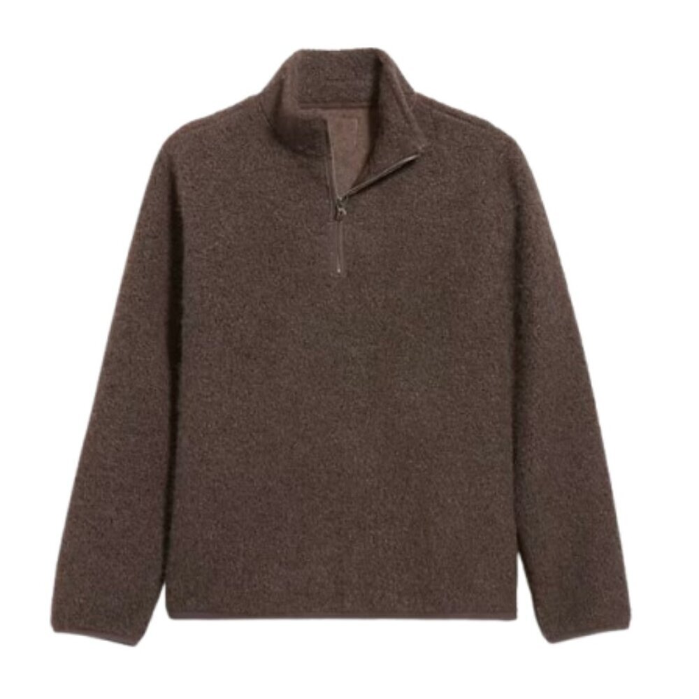 Loose Bouclé Sherpa Quarter-Zip Pullover NWT (MS006) - Picture 2 of 4